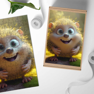 Dřevěné puzzle Roztomilý animovaný ježek