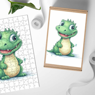 Dřevěné puzzle Kreslený Krokodýl