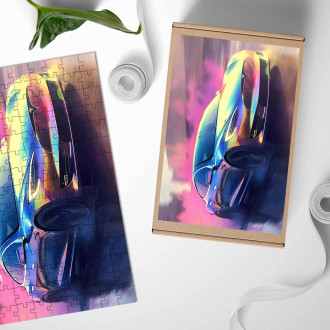 Dřevěné puzzle Tesla Model S