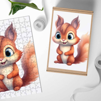 Dřevěné puzzle Kreslená Veverka