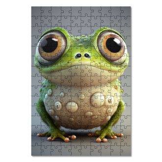 Dřevěné puzzle Roztomilá animovaná žabka 1