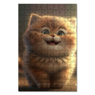 Dřevěné puzzle Roztomilá animovaná kočka 3