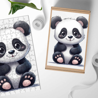 Dřevěné puzzle Kreslená Panda