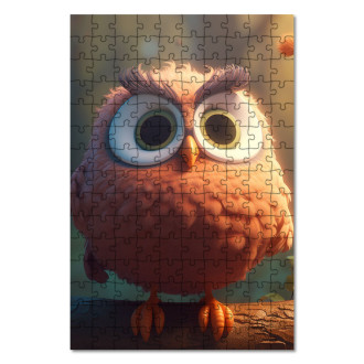 Dřevěné puzzle Roztomilá animovaná sova