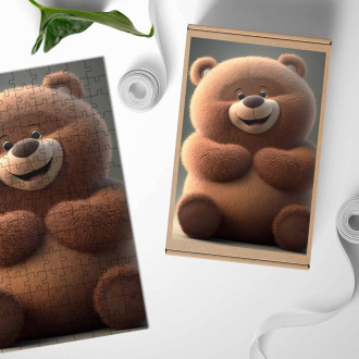 Dřevěné puzzle Roztomilý animovaný medvěd