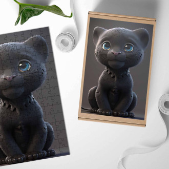 Dřevěné puzzle Roztomilý animovaný panter