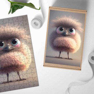 Dřevěné puzzle Roztomilý animovaný pštros 1