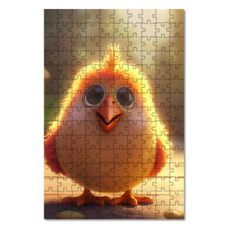 Dřevěné puzzle Roztomilé animované kuře 1