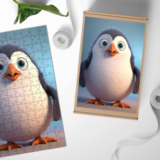 Dřevěné puzzle Roztomilý animovaný tučňák 1