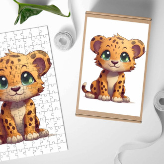 Dřevěné puzzle Kreslený Gepard