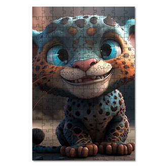 Dřevěné puzzle Roztomilý animovaný leopard 1