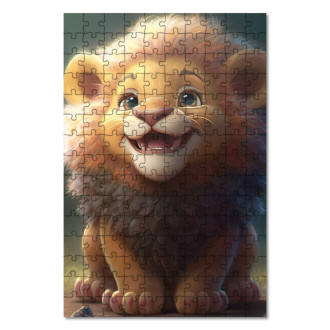 Dřevěné puzzle Roztomilý animovaný lev 2