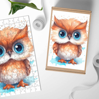 Dřevěné puzzle Kreslená Sova