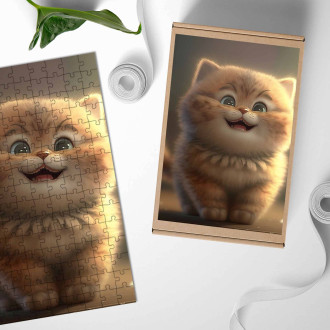 Dřevěné puzzle Roztomilá animovaná kočka 3