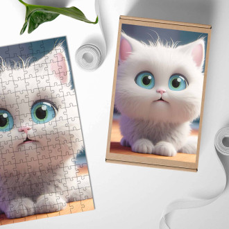 Dřevěné puzzle Roztomilá animovaná kočka 2