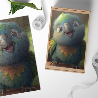 Dřevěné puzzle Roztomilý animovaný papoušek 2
