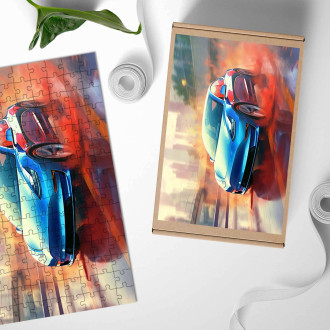 Dřevěné puzzle Tesla Model 3