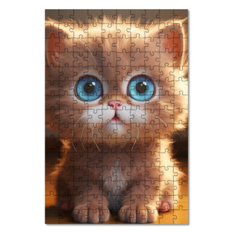 Dřevěné puzzle Roztomilá animovaná kočka 1