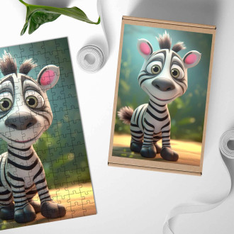 Dřevěné puzzle Roztomilá animovaná zebra