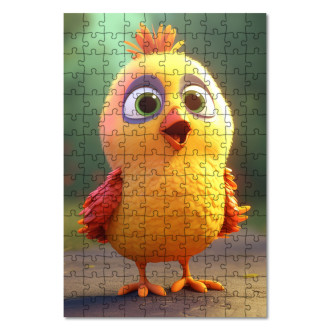 Dřevěné puzzle Roztomilé animované kuře