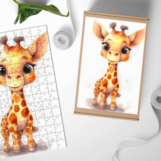 Dřevěné puzzle Kreslená Žirafa