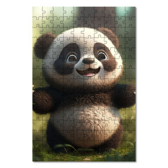Dřevěné puzzle Roztomilá animovaná panda