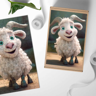 Dřevěné puzzle Roztomilá animovaná koza 1
