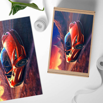 Dřevěné puzzle Tesla Roadster 1