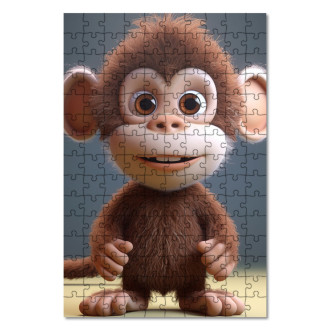 Dřevěné puzzle Roztomilá animovaná opice