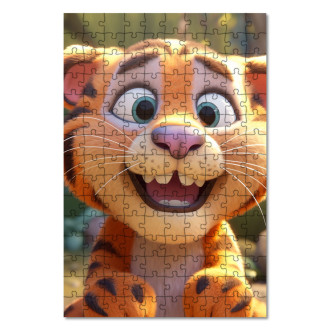 Dřevěné puzzle Roztomilý animovaný tygr 1