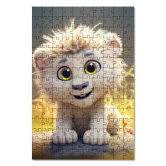 Dřevěné puzzle Roztomilý animovaný lev