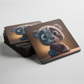 Podtácky Roztomilý animovaný sněžný leopard