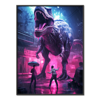 dinosaurus v dešti neonové barvy