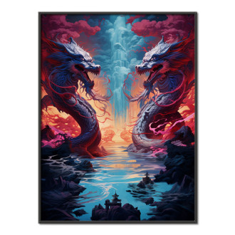 obraz dvou bojujících draků