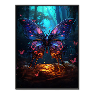 barevný motýl v tmavém lese 2