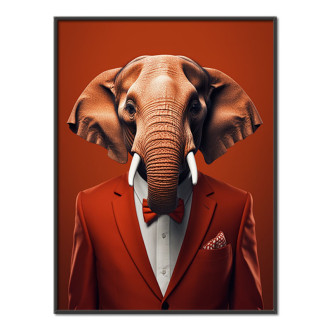 slon v oranžovém obleku
