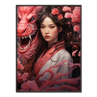 dívka s drakem v kimonu
