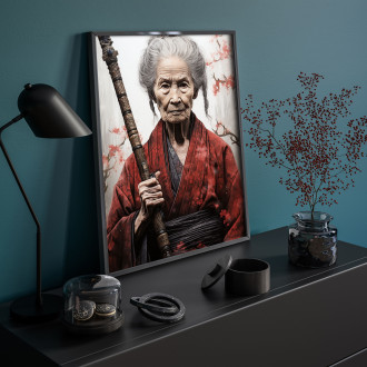 stará žena samuraj s mečem