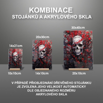 Akrylové sklo lebka pokrytá květinami
