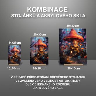 Akrylové sklo jednorožec s květinami kolem 2