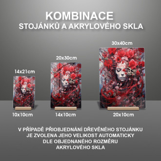Akrylové sklo žena pokrytá květinami 3