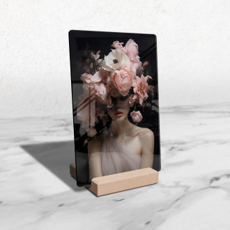 Akrylové sklo žena s květinami ve tváři