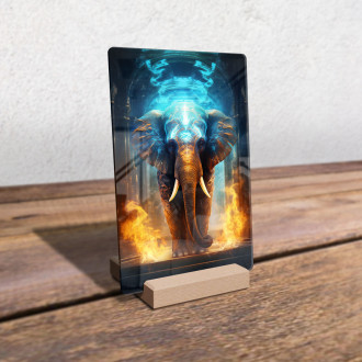 Akrylové sklo mystický slon s ohněm