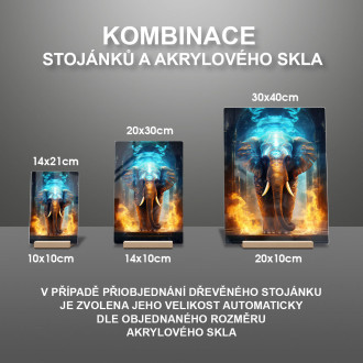 Akrylové sklo mystický slon s ohněm