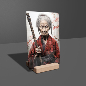 Akrylové sklo stará žena samuraj s mečem