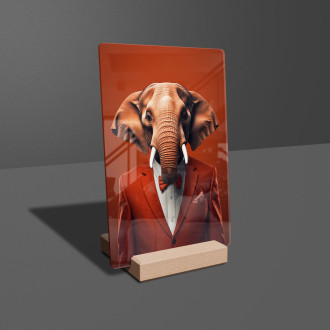 Akrylové sklo slon v oranžovém obleku