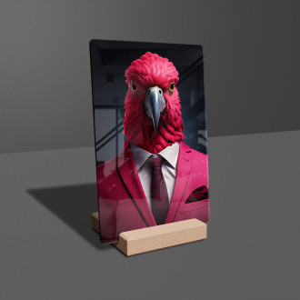 Akrylové sklo papoušek v obleku