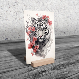 Akrylové sklo tygr s červenými květy