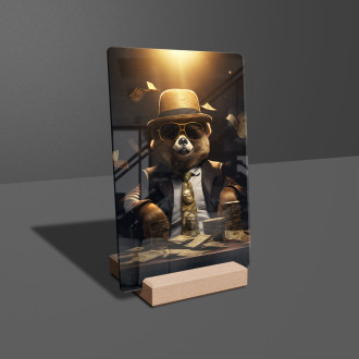 Akrylové sklo medvěd s cache