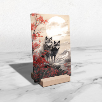Akrylové sklo vlci s japonským sluncem